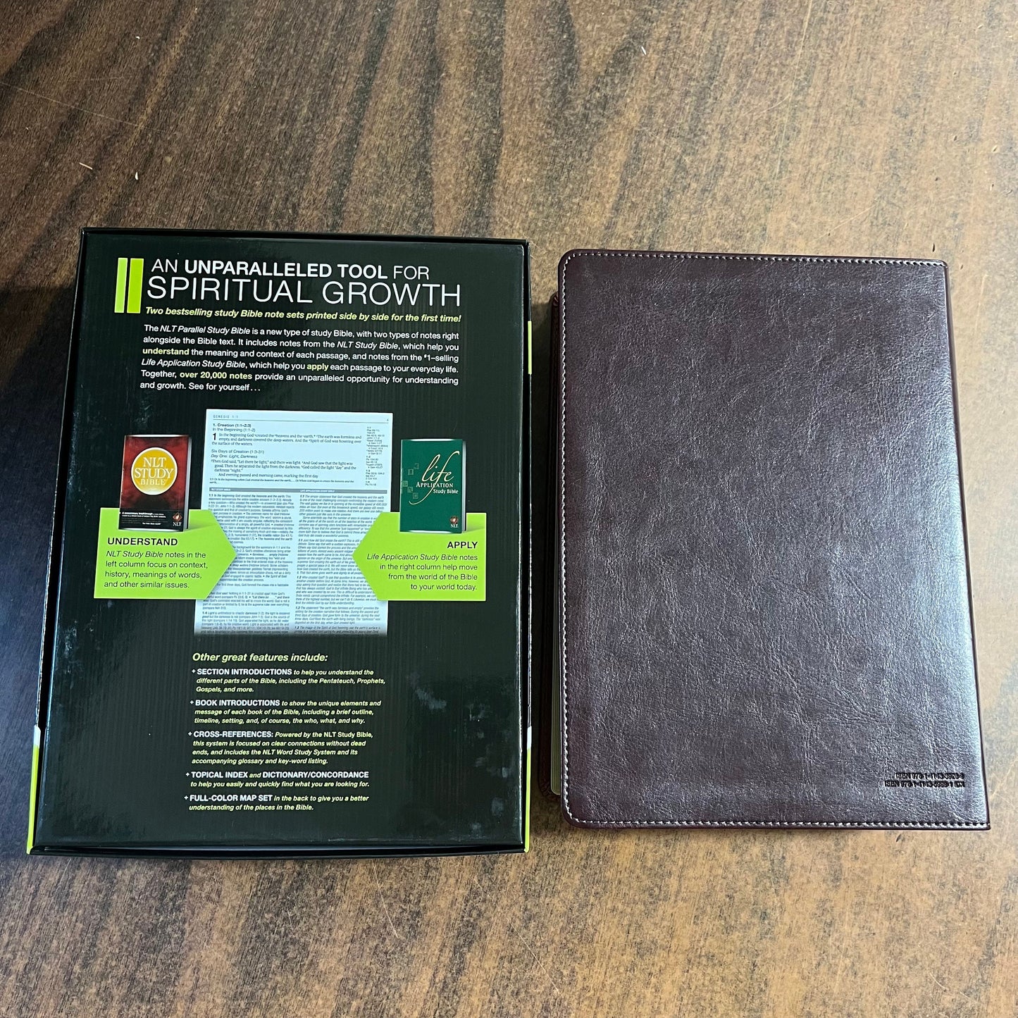 Personalized NLT Parallel Study Bible Thumb Indexed - Brown / Tan LeatherLike - Custom Imprinted, Notes from Life Application and NLT Study 9781414359991