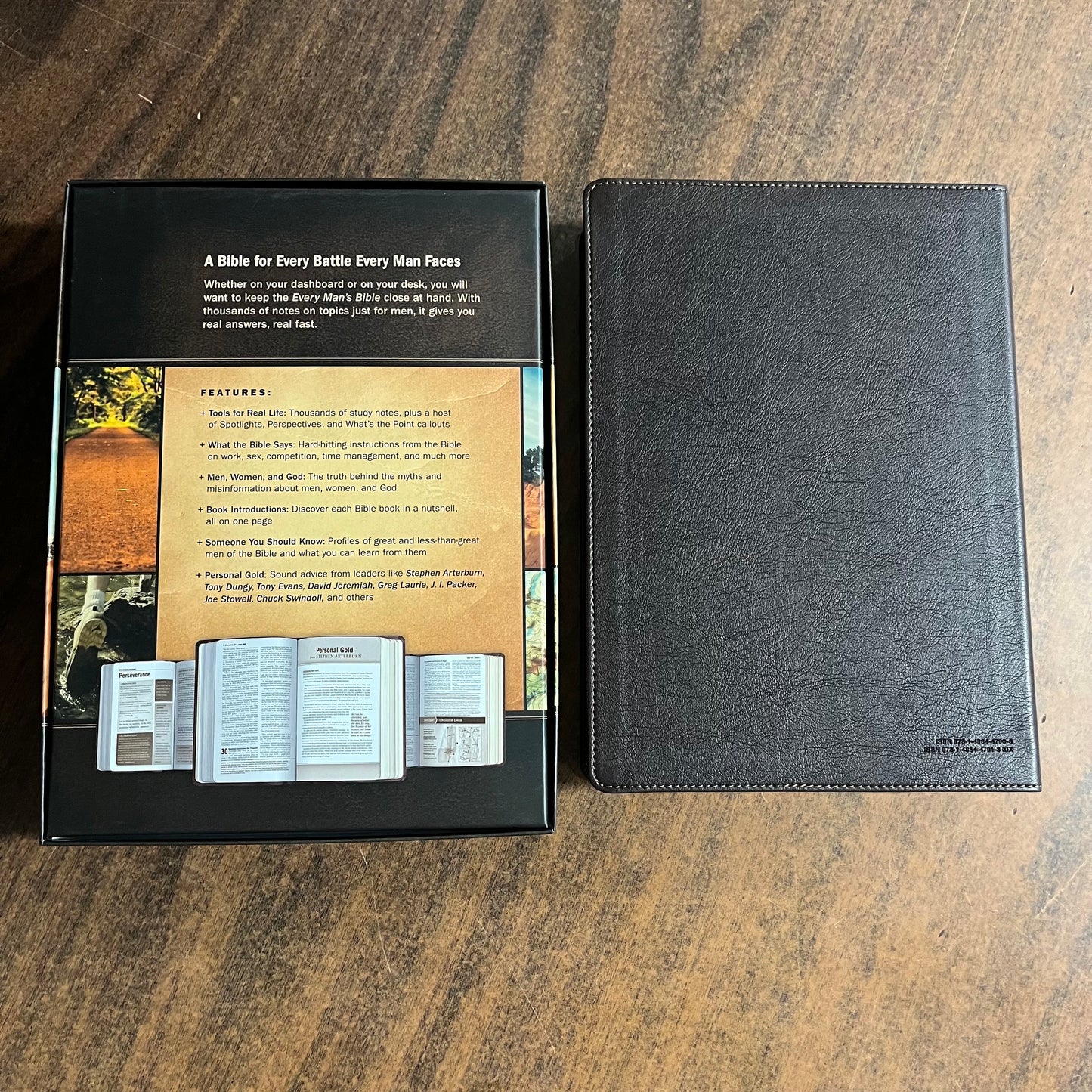 Personalized NLT Large Print Every Mans Devotional Bible - Rustic Brown LeatherLike - Custom Imprinted, name engraved bible