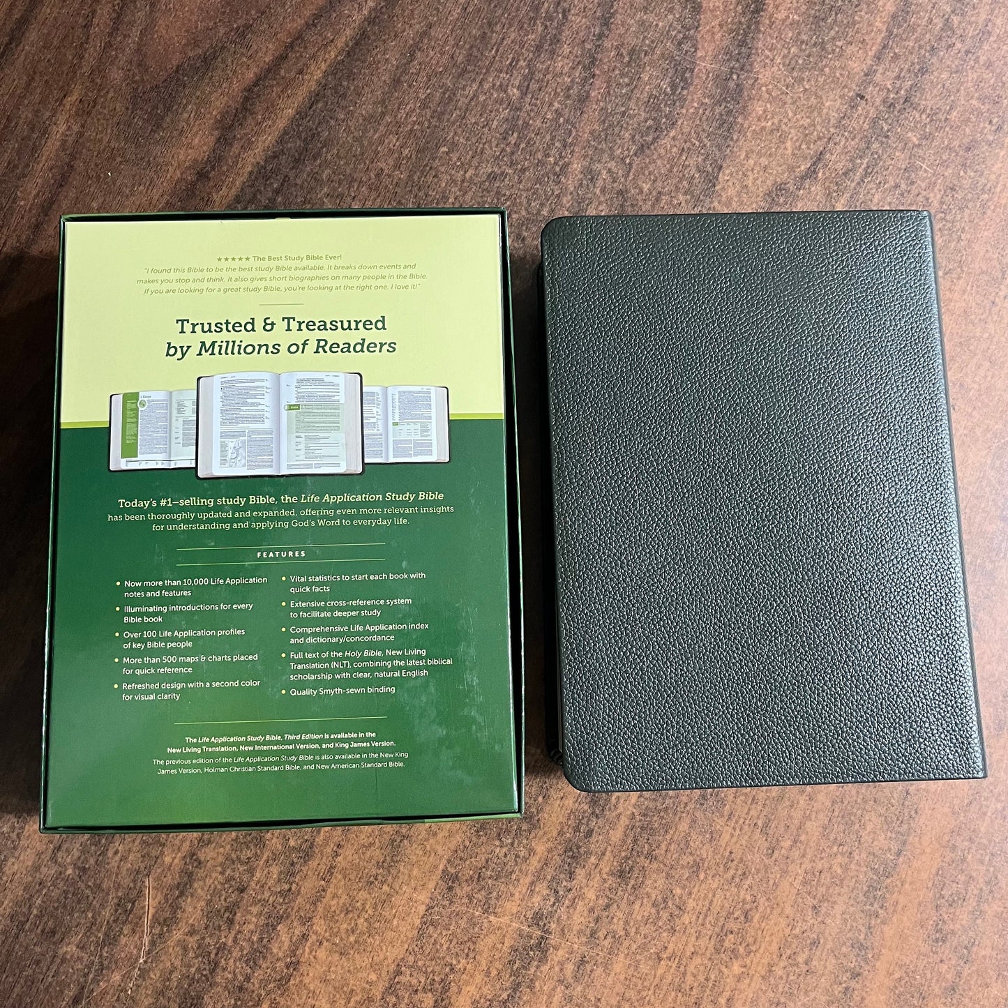 Personalized NLT Life Application Study Bible Thumb Indexed - Olive Green Genuine Leather - Custom Imprinted with a name ISBN 9781496479013