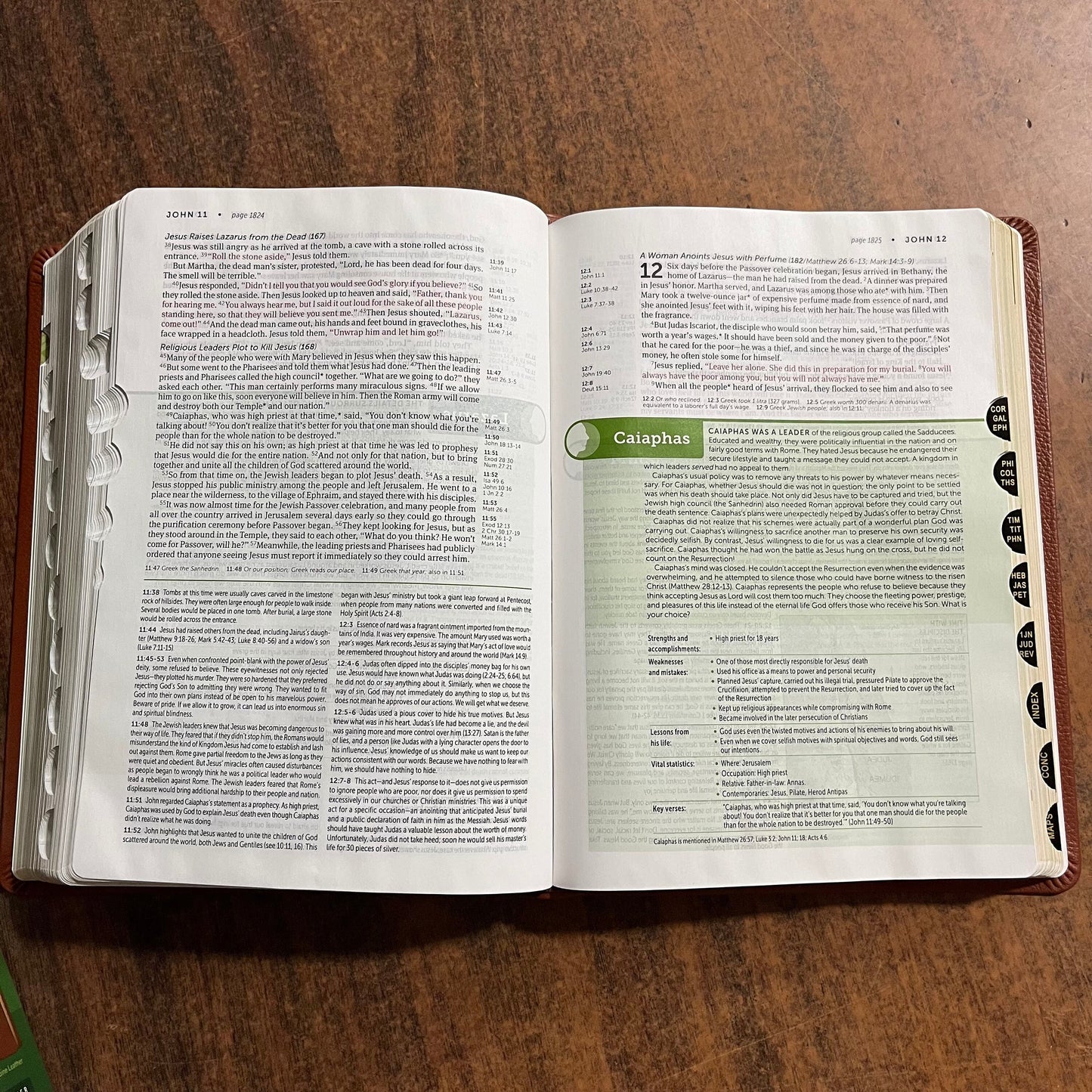 Personalized NLT Life Application Study Bible Thumb Indexed - Brown Genuine Leather - Custom Imprinted with a name ISBN 9781496479037