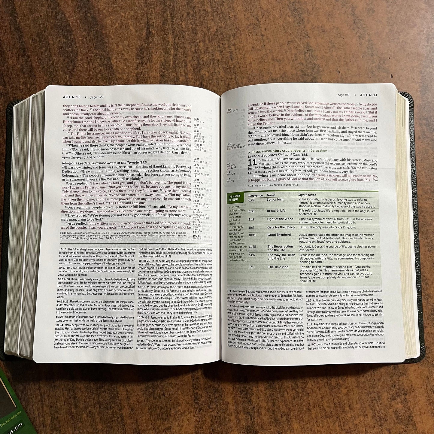 Personalized NLT Life Application Study Bible - Olive Green Genuine Leather - Custom Imprinted with a name 9781496479006