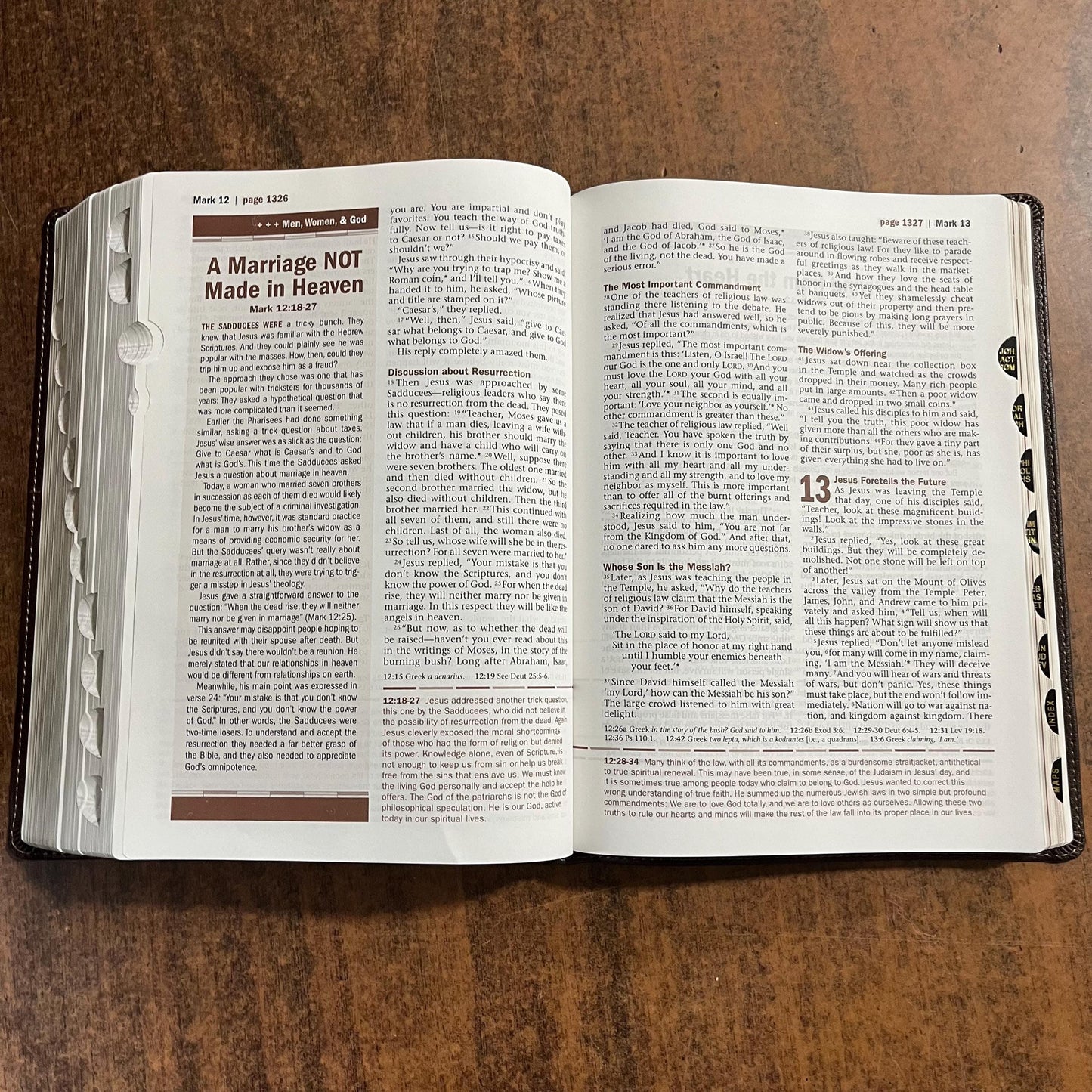Personalized NLT Large Print Every Mans Devotional Bible Thumb Indexed - Rustic Brown LeatherLike - Custom Imprinted, name engraved bible