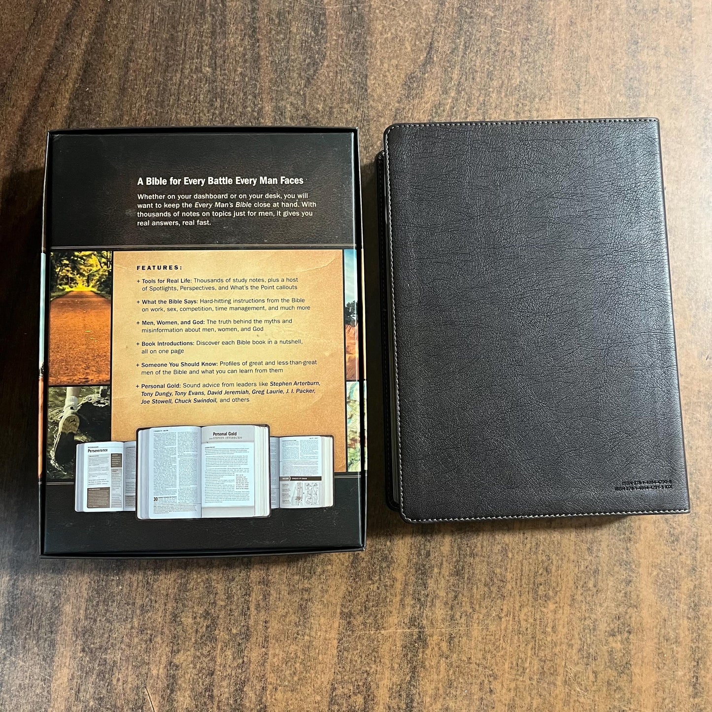 Personalized NLT Large Print Every Mans Devotional Bible Thumb Indexed - Rustic Brown LeatherLike - Custom Imprinted, name engraved bible