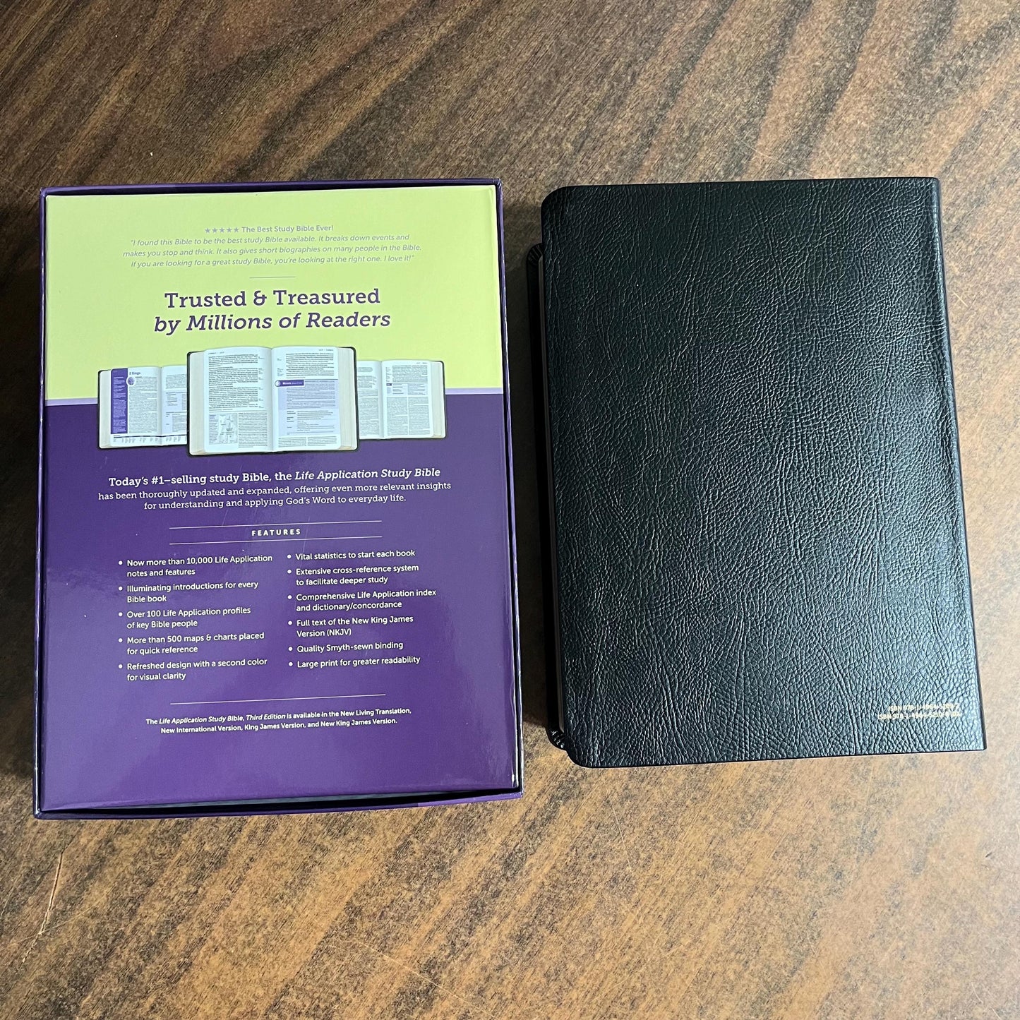 Personalized NKJV Large Print Life Application Study Bible - Black Bonded Leather - Custom Imprinted with name engraved, ISBN 9781496452092