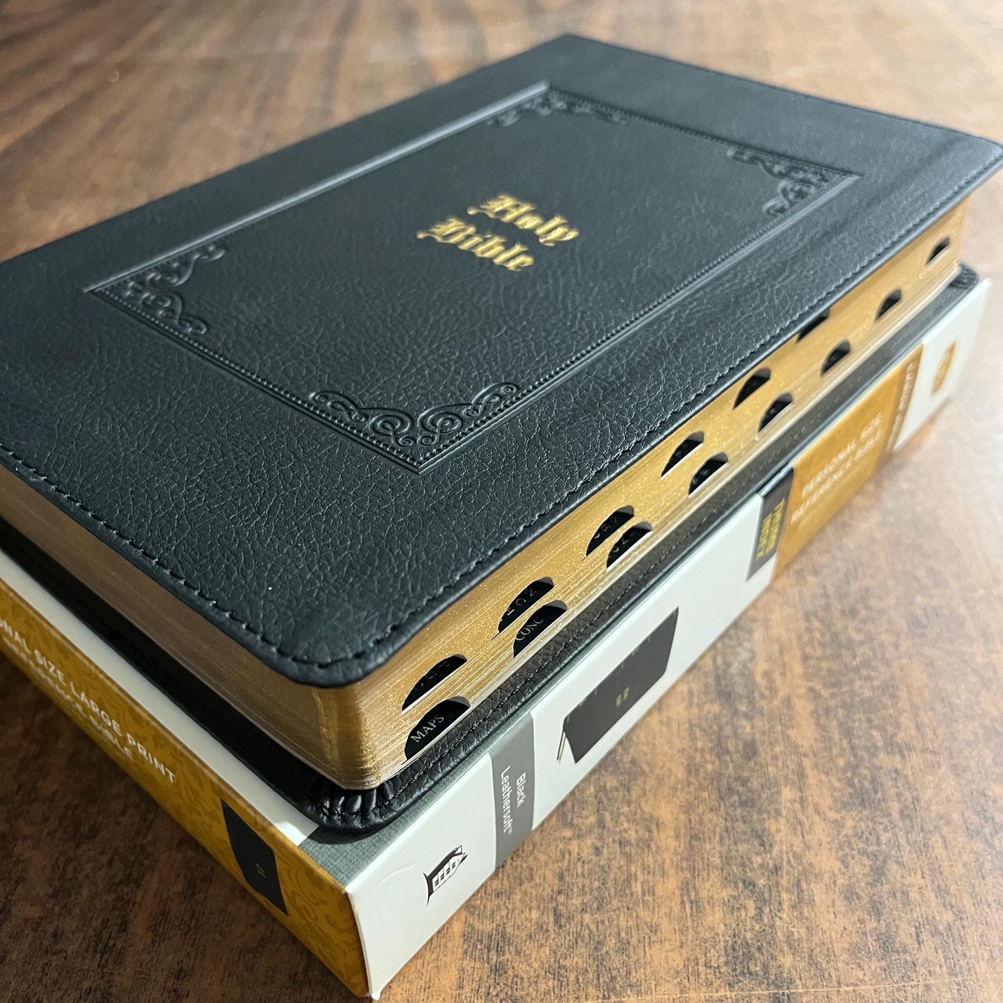 Personalized Bible KJV Large Print Personal Size Reference Bible Thumb Indexed - Black LeatherSoft Cover - Custom Imprinted with name, 9780785294566