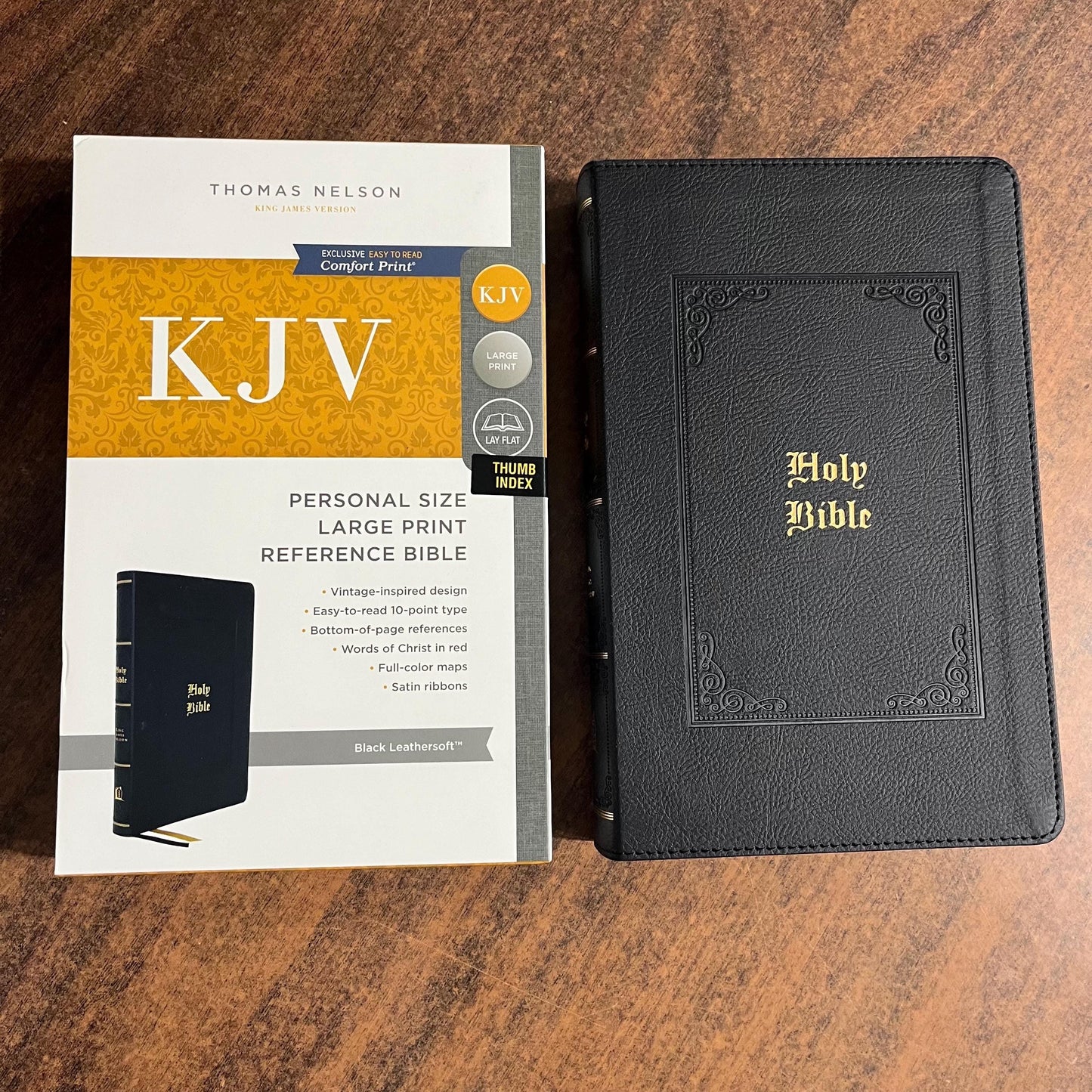 Personalized Bible KJV Large Print Personal Size Reference Bible Thumb Indexed - Black LeatherSoft Cover - Custom Imprinted with name, 9780785294566