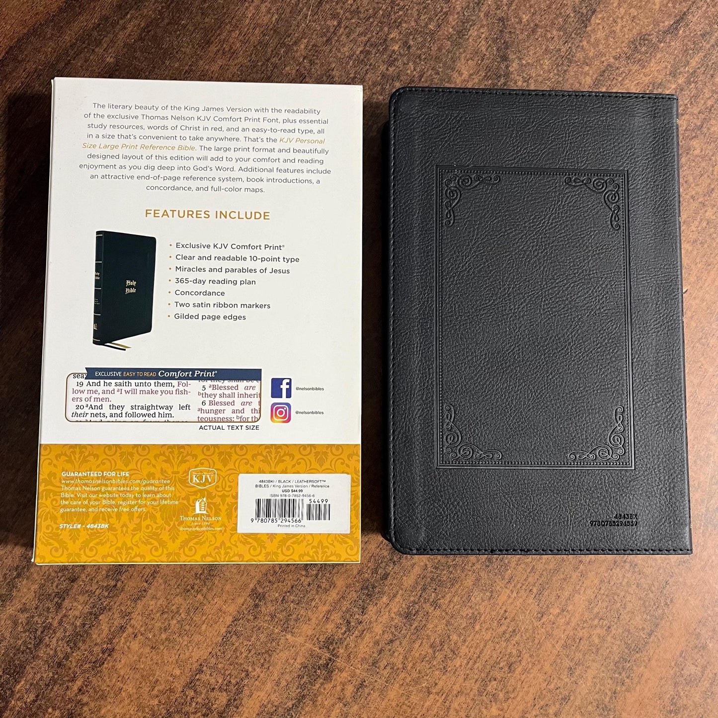 Personalized Bible KJV Large Print Personal Size Reference Bible Thumb Indexed - Black LeatherSoft Cover - Custom Imprinted with name, 9780785294566