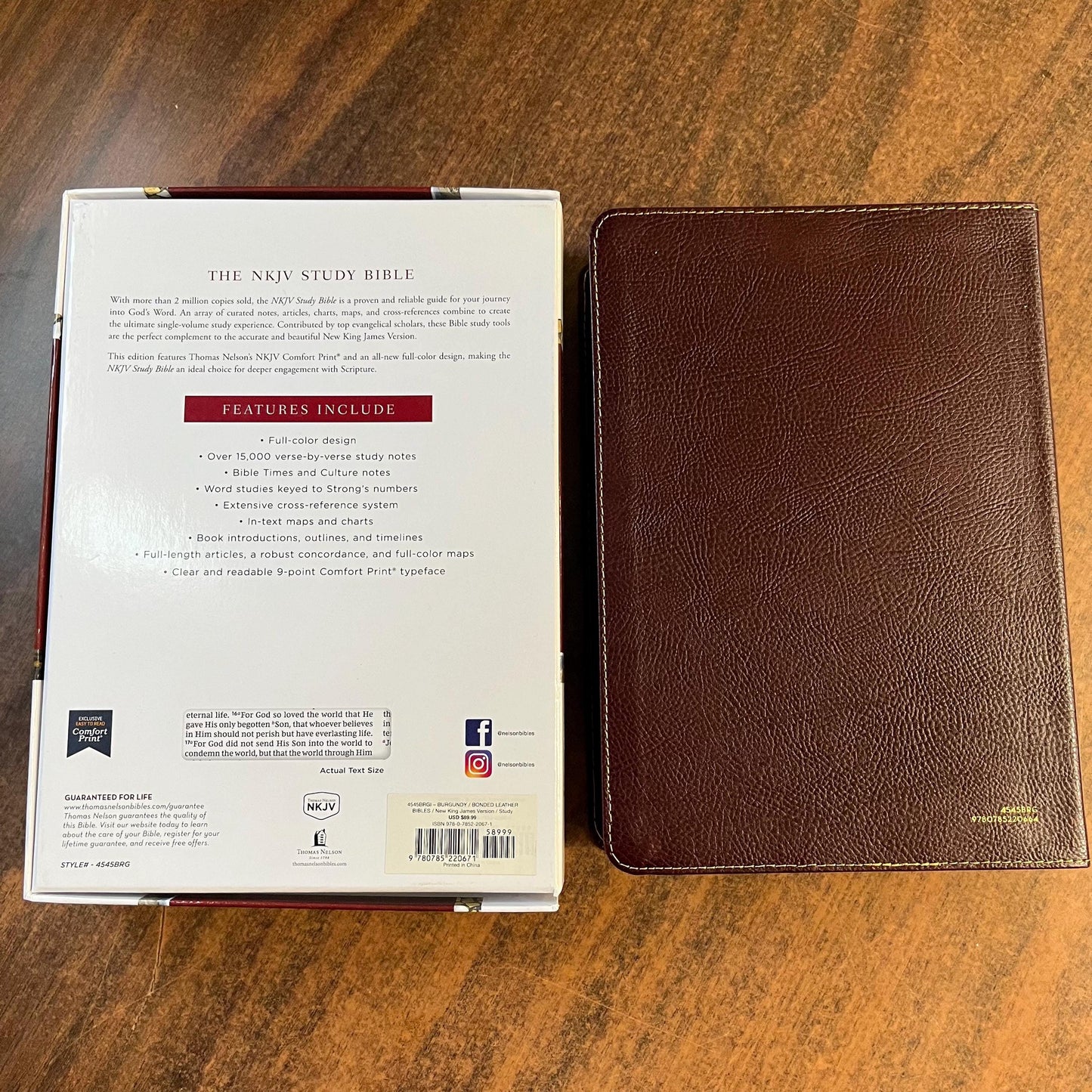 Personalized NKJV Study Bible Thumb Indexed - Burgundy Bonded Leather - Custom Imprinted with name, 9780785220671