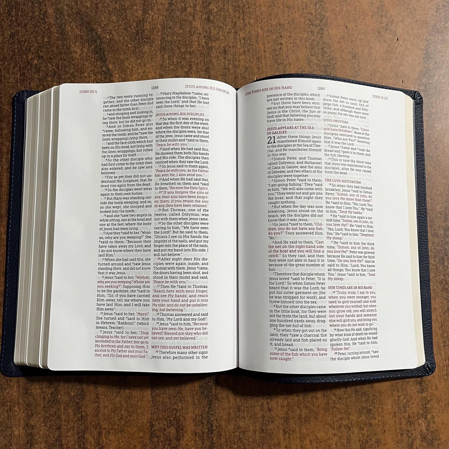 Personalized NASB Wide Margin Bible - Navy Genuine Leather, 1995 NASB Text, custom imprinted with a name engraved, isbn 9780310461104