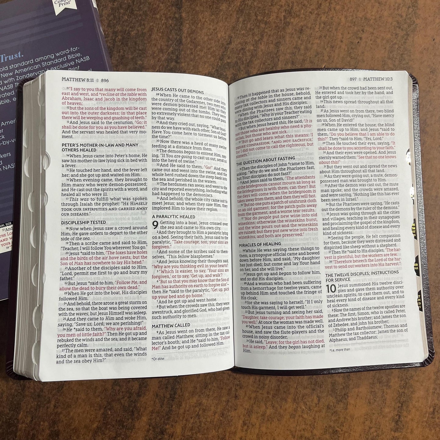 Personalized NASB Large Print Thinline Bible Thumb Indexed- Burgundy Bonded Leather - Custom Imprinted bible, nasb 1995, 9780310456377