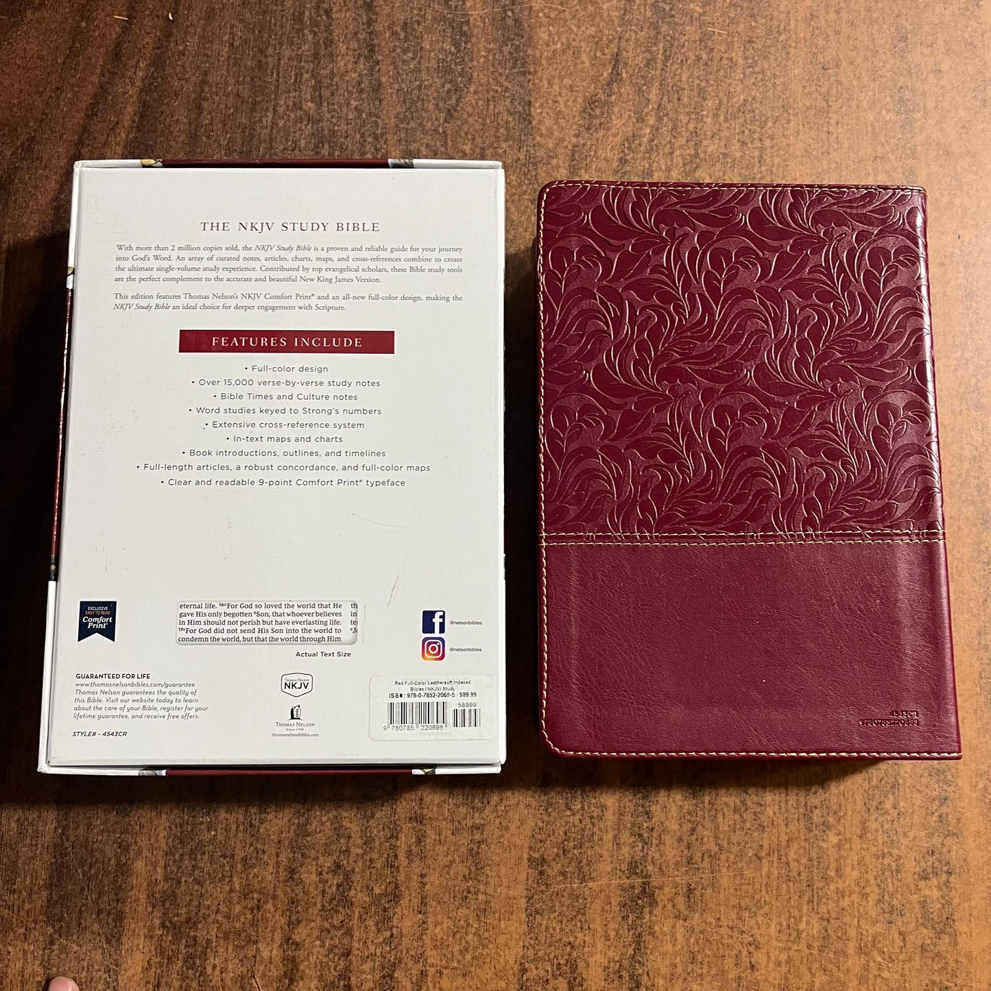 Personalized NKJV Study Bible Thumb Indexed - Cranberry LeatherSoft - Custom Imprinted with name, 9780785220695