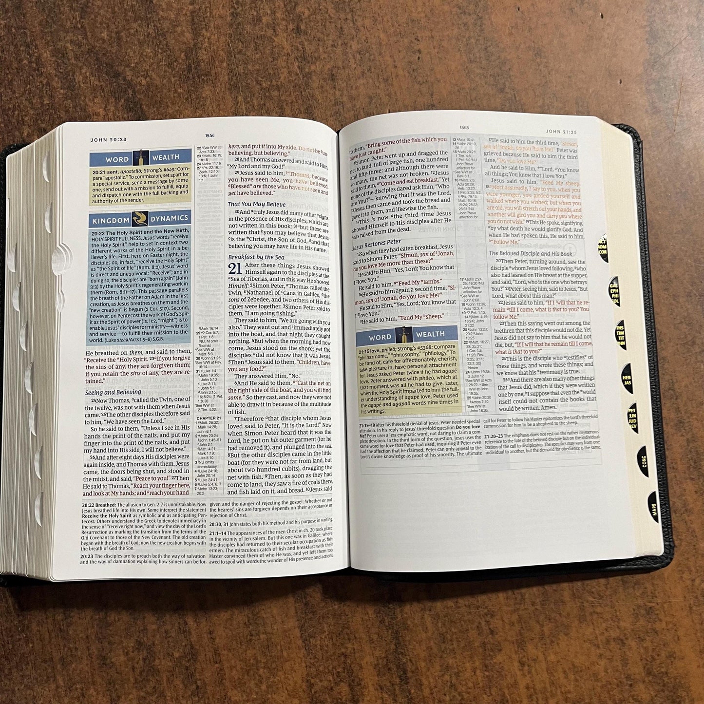 Personalized NKJV Spirit Filled Life Study Bible Thumb Indexed - Black Genuine Leather - Custom Imprinted with a name, 9780529100719