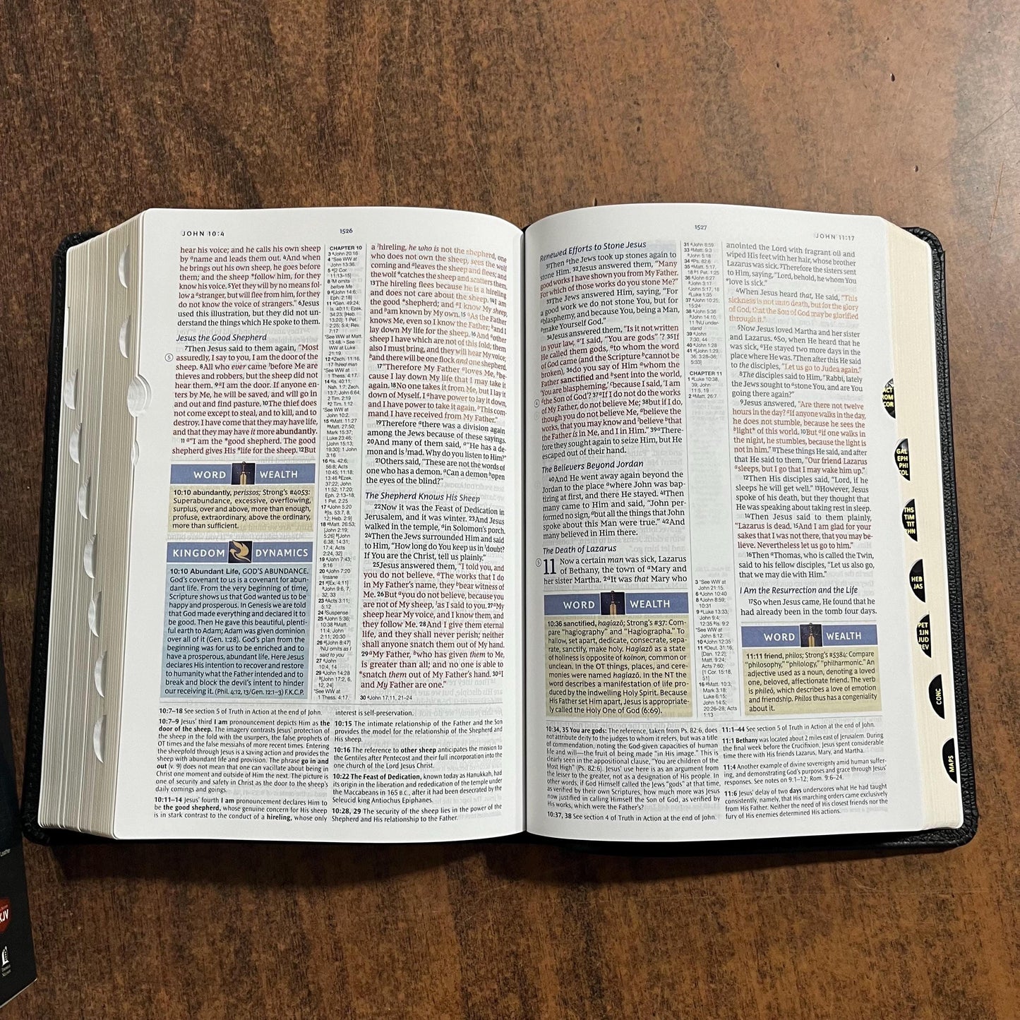 Personalized NKJV Spirit Filled Life Study Bible Thumb Indexed - Black Genuine Leather - Custom Imprinted with a name, 9780529100719