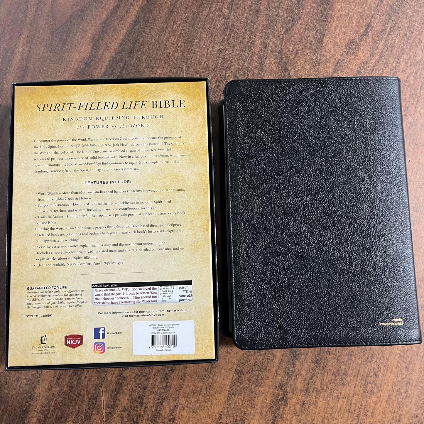 Personalized NKJV Spirit Filled Life Study Bible Thumb Indexed - Black Genuine Leather - Custom Imprinted with a name, 9780529100719