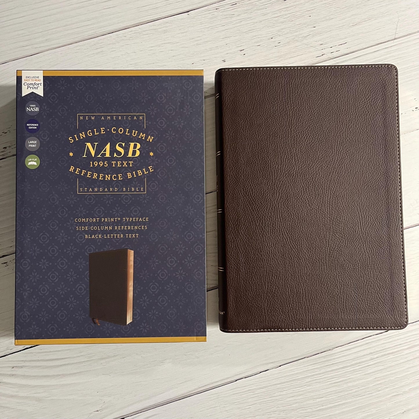 Personalized NASB Single Column Reference Bible - Brown LeatherSoft - Custom Imprinted with a name, 1995 NASB Text, 9780310451167