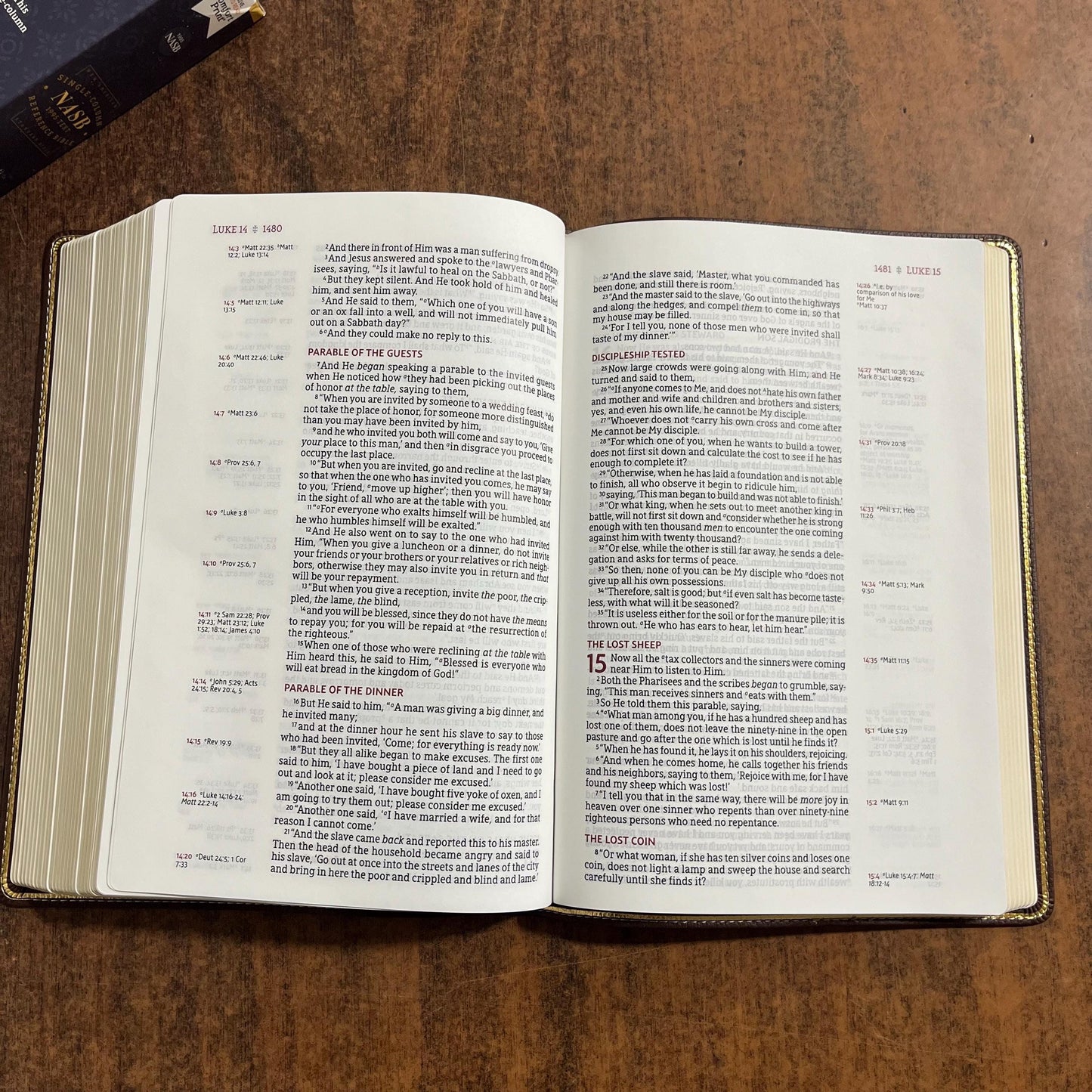 Personalized NASB Single Column Reference Bible - Brown LeatherSoft - Custom Imprinted with a name, 1995 NASB Text, 9780310451167