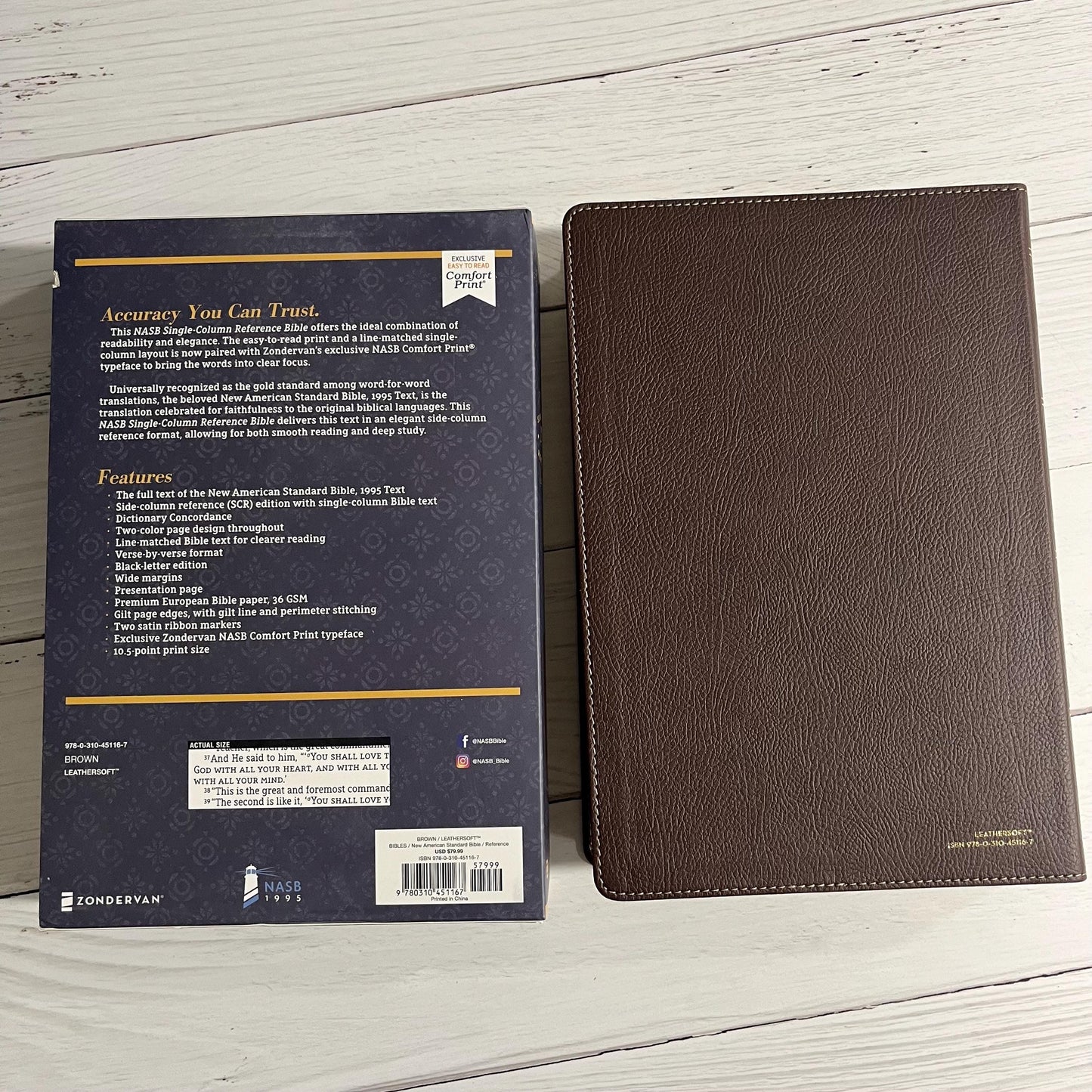 Personalized NASB Single Column Reference Bible - Brown LeatherSoft - Custom Imprinted with a name, 1995 NASB Text, 9780310451167