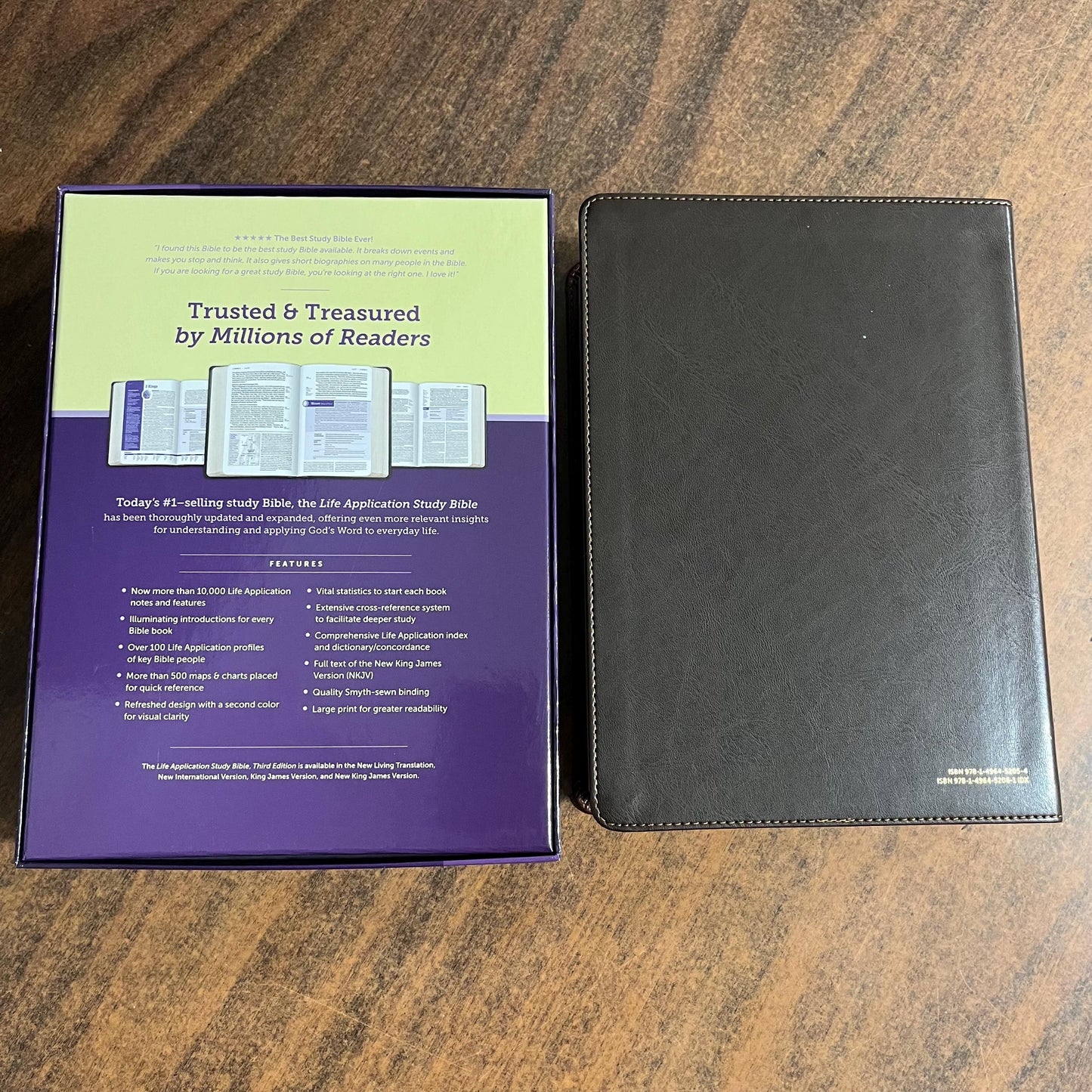 Personalized NKJV Large Print Life Application Study Bible - Brown / Mahogany LeatherLike - Custom Imprinted with name, ISBN 9781496452054