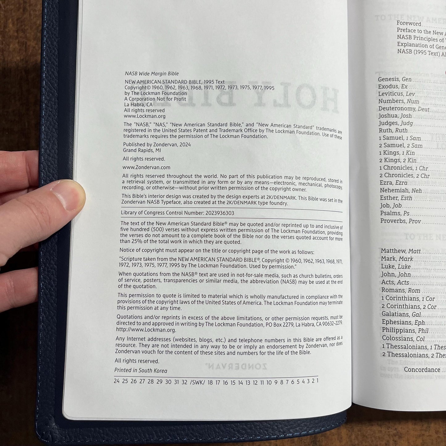 Personalized NASB Wide Margin Bible - Navy Genuine Leather, 1995 NASB Text, custom imprinted with a name engraved, isbn 9780310461104