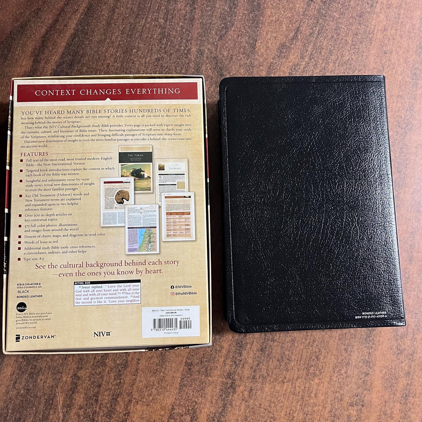 Personalized NIV Cultural Backgrounds Study Bible Thumb Indexed - Black Bonded Leather -Custom Imprinted name engraved, 9780310444435