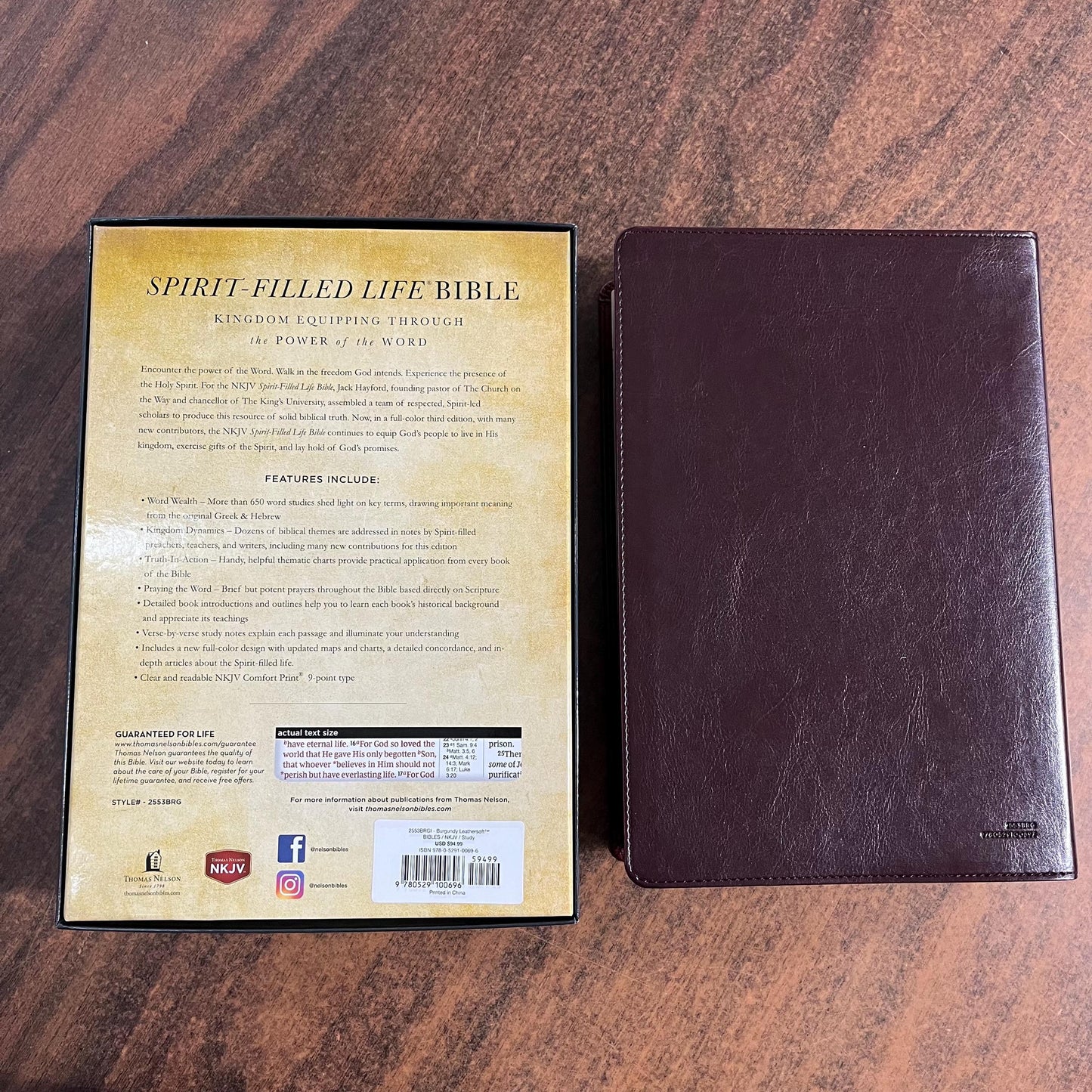 Personalized NKJV Spirit Filled Life Study Bible Thumb Indexed - Burgundy LeatherSoft - Custom Imprinted with a name 9780529100696