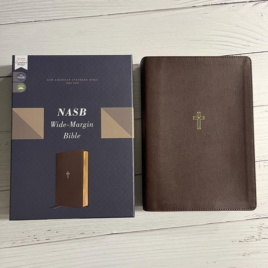 Personalized NASB Wide Margin Bible - Brown LeatherSoft, 1995 NASB Text, custom imprinted with a name engraved, isbn 9780310461081