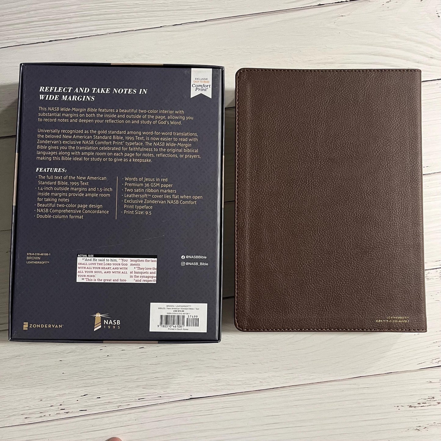 Personalized NASB Wide Margin Bible - Brown LeatherSoft, 1995 NASB Text, custom imprinted with a name engraved, isbn 9780310461081