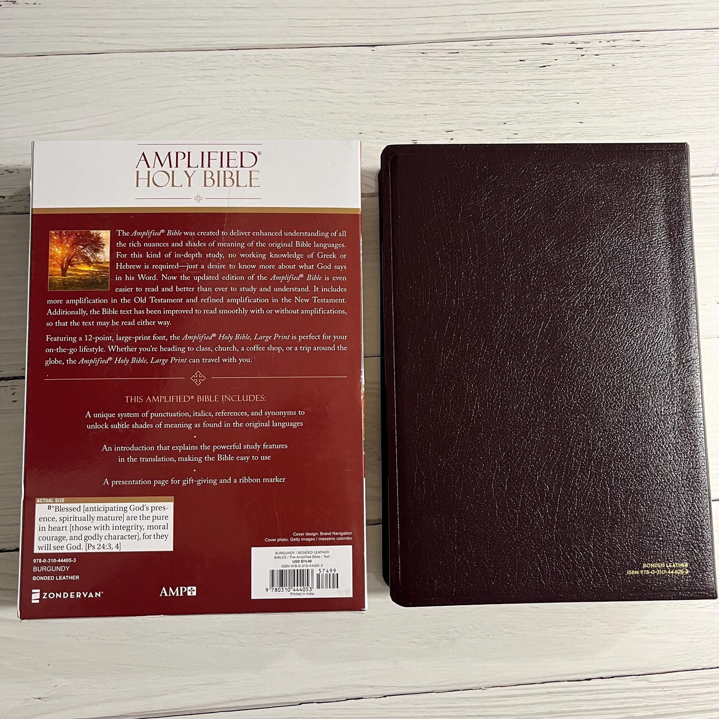 Personalized Amplified Large Print Bible - Burgundy Bonded Leather, custom imprinted with name, 9780310444053