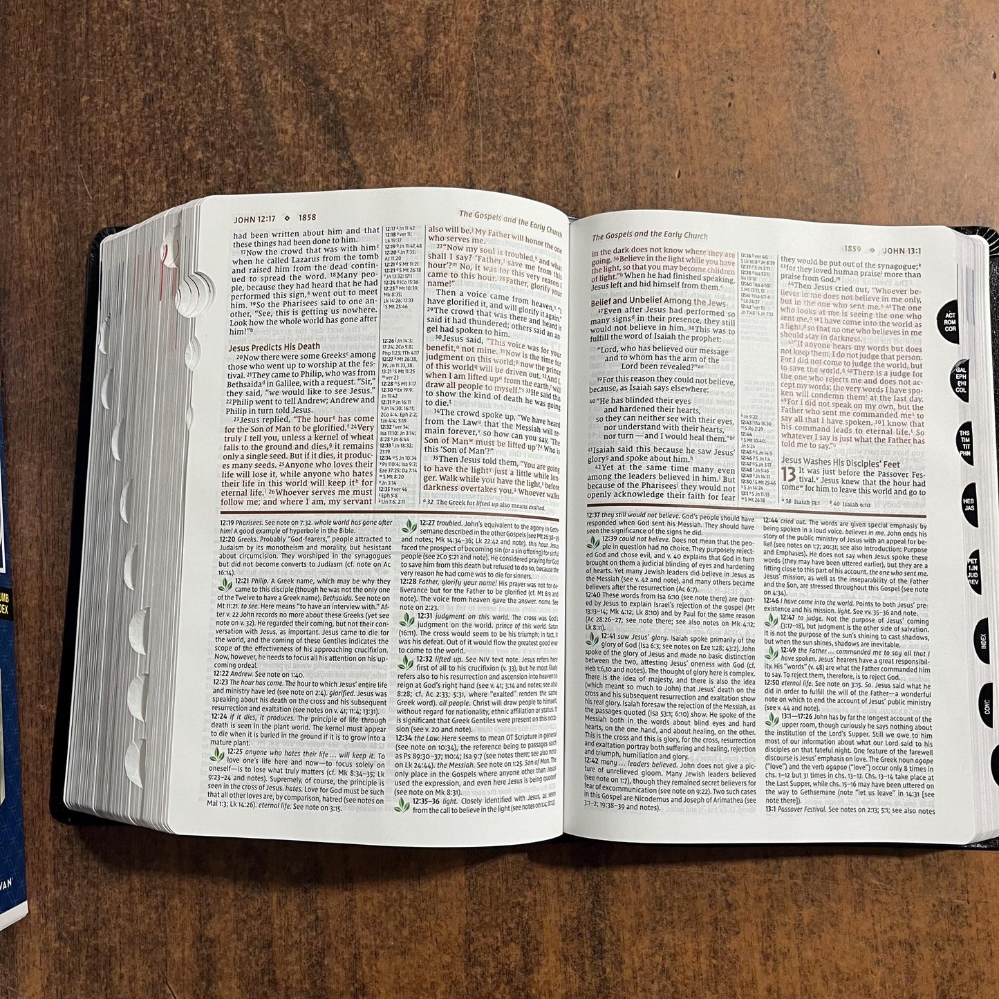 Personalizable NIV Study Bible Thumb Indexed - Black Bonded Leather - Custom Imprinted with a name, 9780310448983