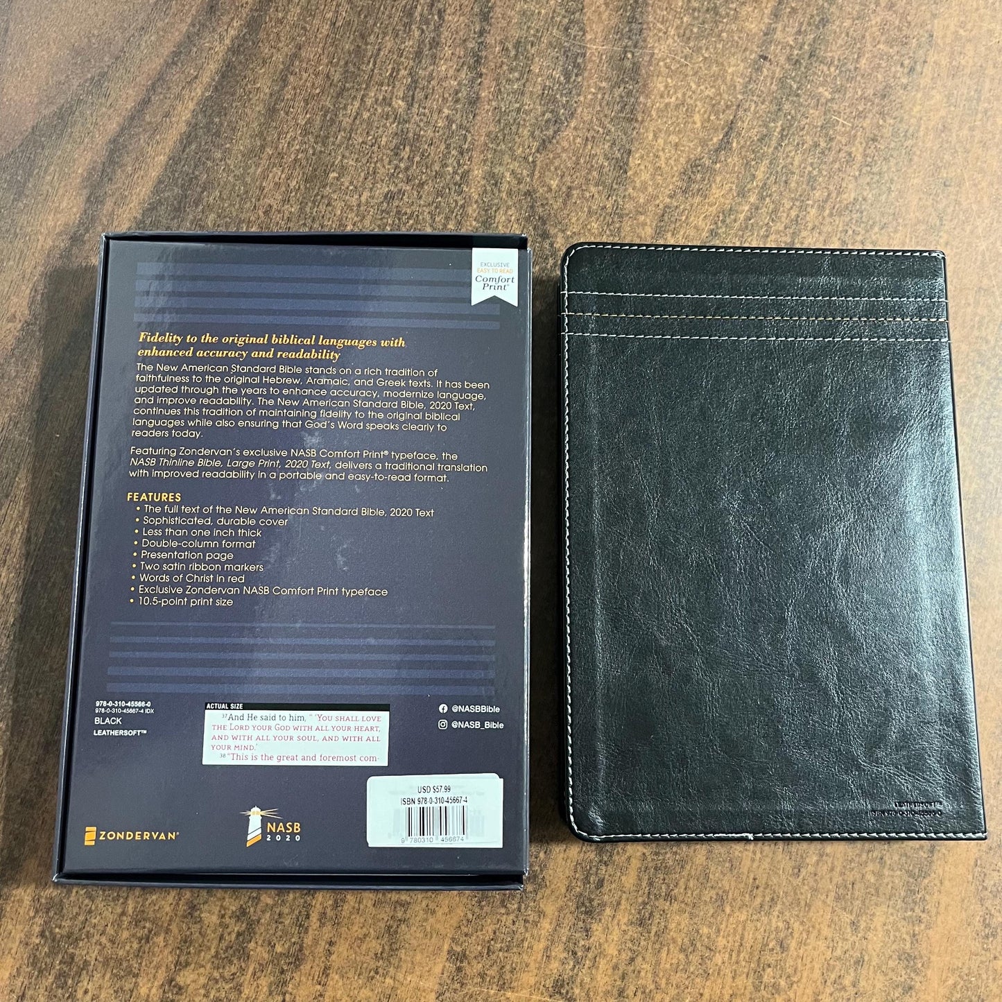 Personalized NASB Large Print Thinline Bible Thumb Indexed- Black LeatherSoft - Custom Imprinted bible, nasb 2020, 9780310456674