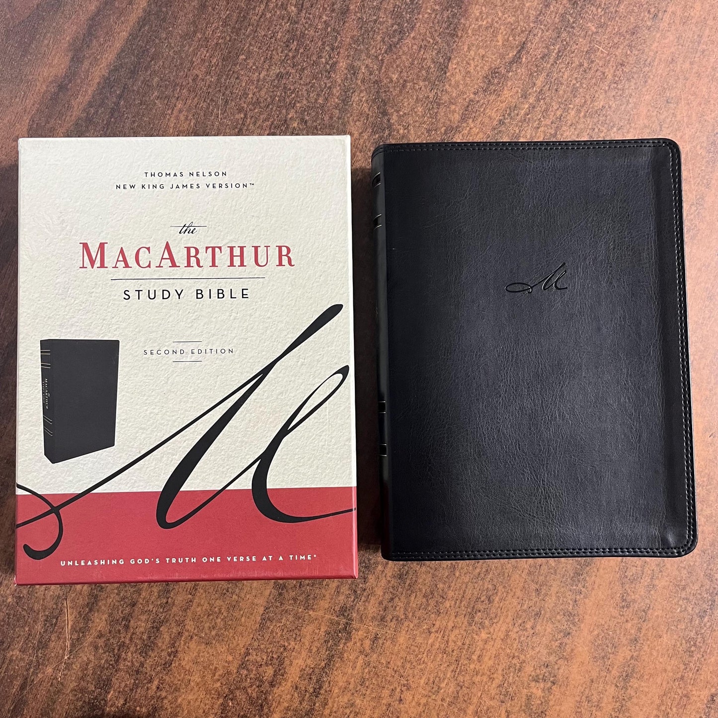 Personalized NKJV MacArthur Study Bible - Black LeatherSoft - Custom Imprinted with name, ISBN 9780785223108