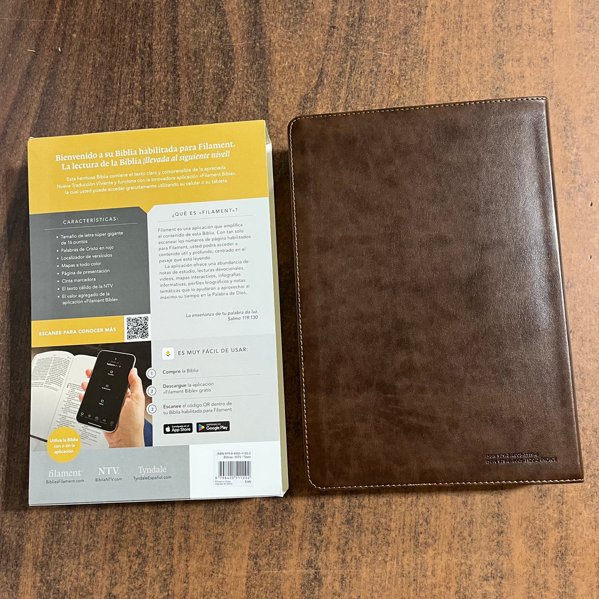 Personalized Spanish Bible Thumb Indexed - NTV Biblia Letra Super Gigante - Giant Print Bible - Rustic Brown LeatherLike 9798400511202