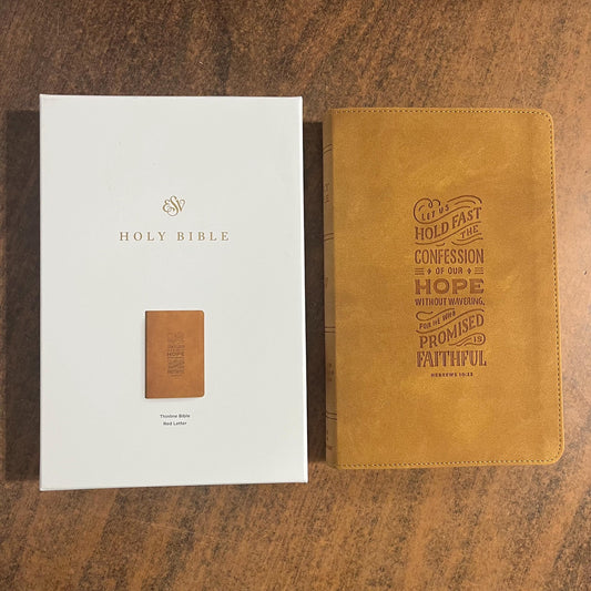 Personalized ESV Thinline Bible - Nubuck Caramel TruTone - Custom Imprinted with name engraved on cover - 9798874903558