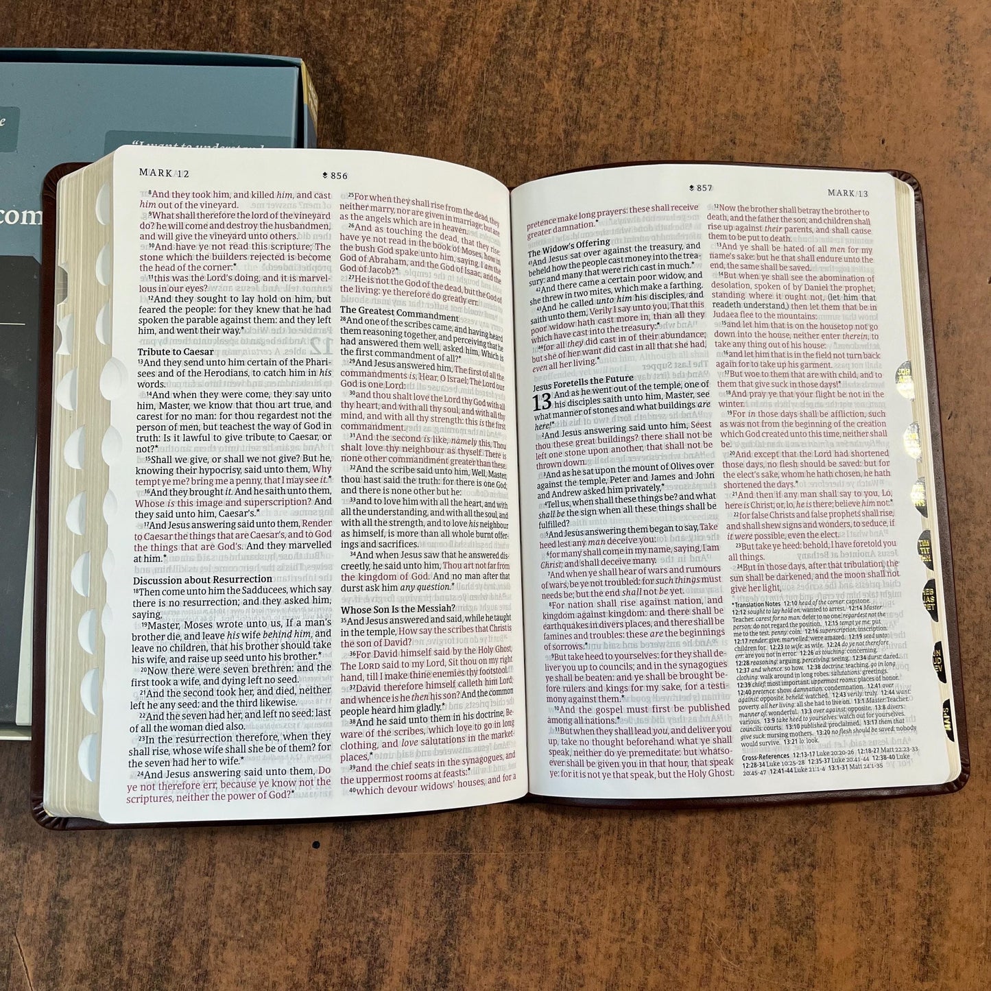 Personalized KJV Large Print Thinline Reference Bible Thumb Indexed - Brown Genuine Leather Cover - Custom Imprinted with name 9781496447265