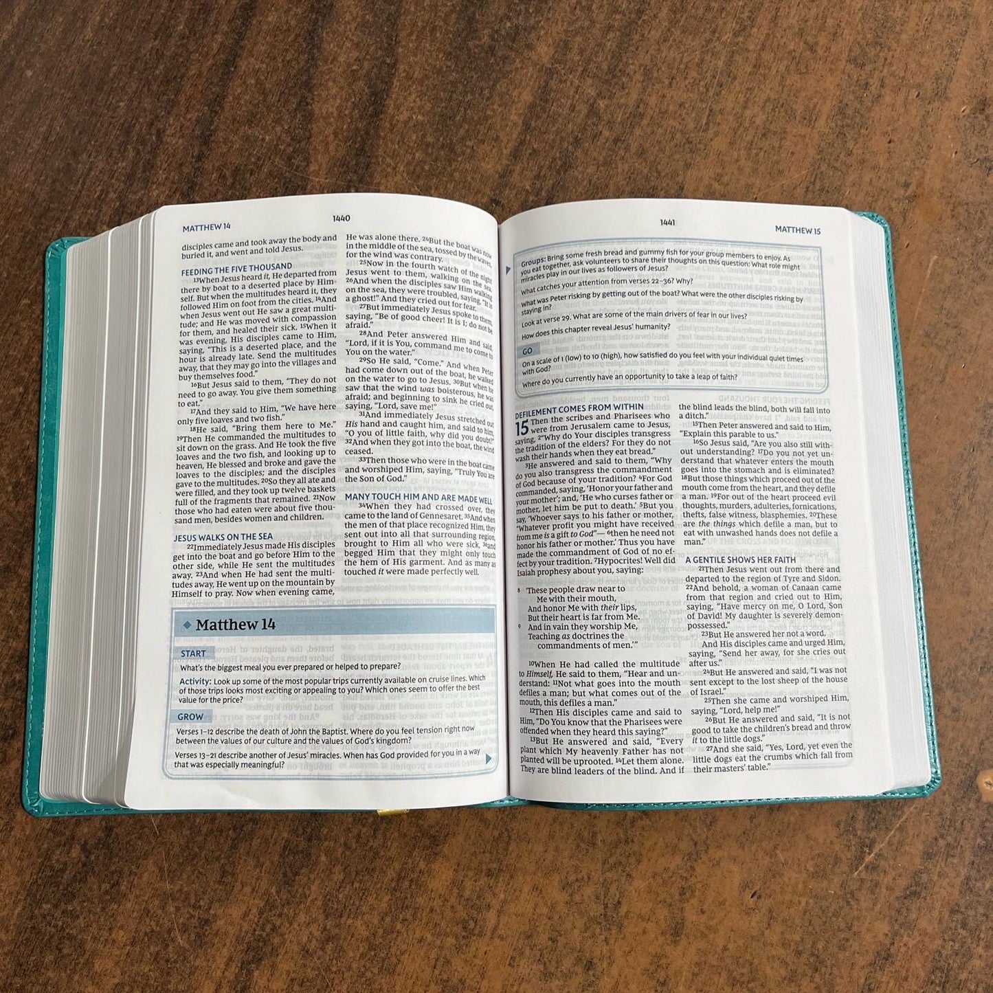 Personalized NKJV Bible Study Bible - Turquoise LeatherSoft - Custom Imprinted with name 9780785253365