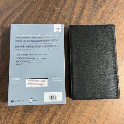 Personalized NASB Large Print Personal Size Bible Thumb Indexed - Black Genuine Calfskin Leather- Custom Imprinted, nasb 1995, 9780310465997