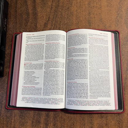 Personalized NKJV Large Print Thinline Reference Bible - Red Goatskin Premium Genuine Leather, Premier, 9781400350582