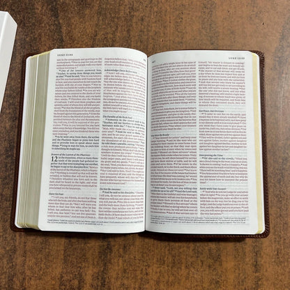 Personalized ESV Thinline Bible - Saddle Brown Full Grain Genuine Leather, Custom Imprinted with name, ISBN 9798874903534 2025 ESV Text