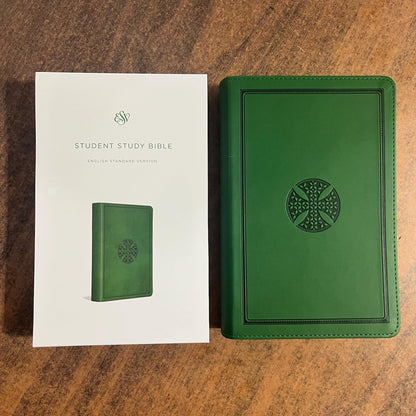 Personalized ESV Student Study Bible - Green Trutone, Mosaic Cross -  Custom Imprinted