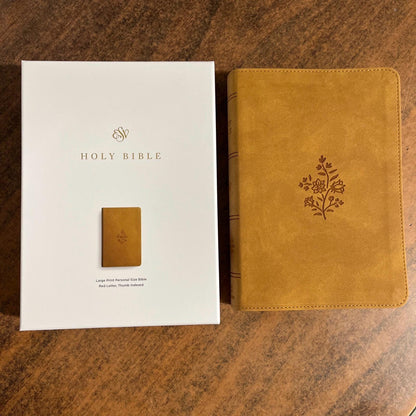 Personalized ESV Large Print Personal Size Bible Thumb Indexed - Nubuck Caramel Wildflower TruTone - Custom Imprinted, ISBN 9798874908966