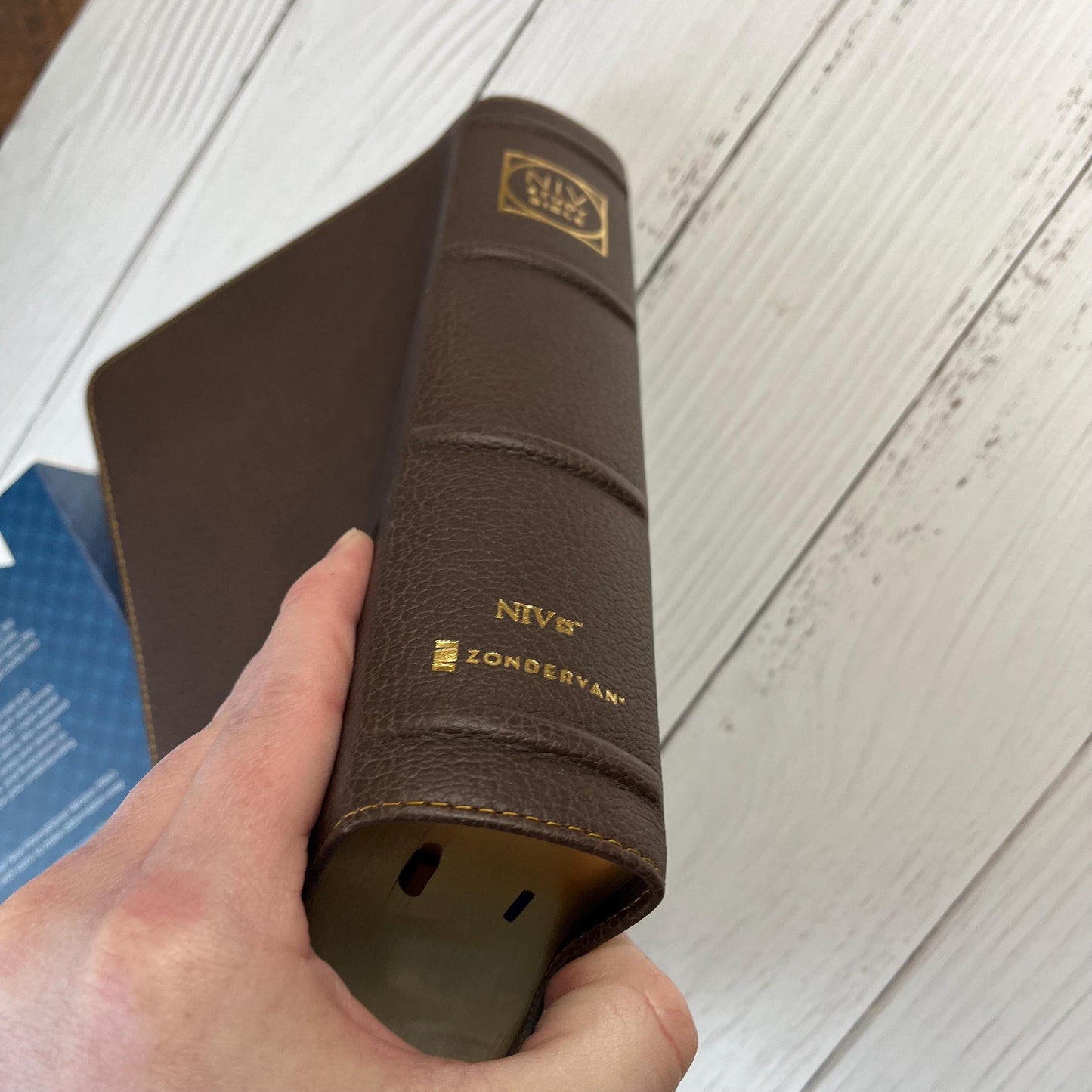 Personalized NIV Study Bible - Brown Genuine Calfskin Leather - Custom imprinted with a name, 9780310465805