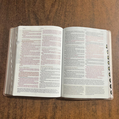 Personalized KJV Every Womans Bible Thumb Indexed - Rose Gold LeatherLike - Custom Imprinted, name engraved, Devotional Study, 9781496485038
