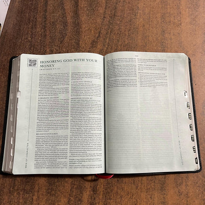 Personalized CSB Men of Character Bible Thumb Indexed, Black Genuine Leather, Custom Imprinted with name engraved, ISBN 9798384501794 mens