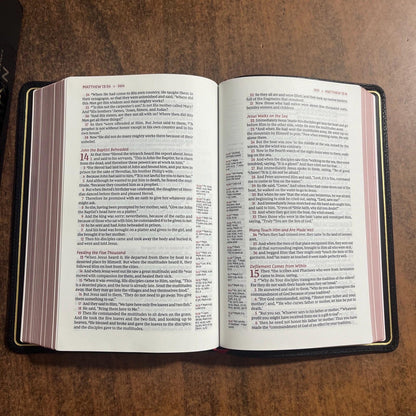 Personalized NKJV Single Column Reference Premier Collection Bible - Black Goatskin Premium Genuine Leather, Custom Imprinted 9781400349081