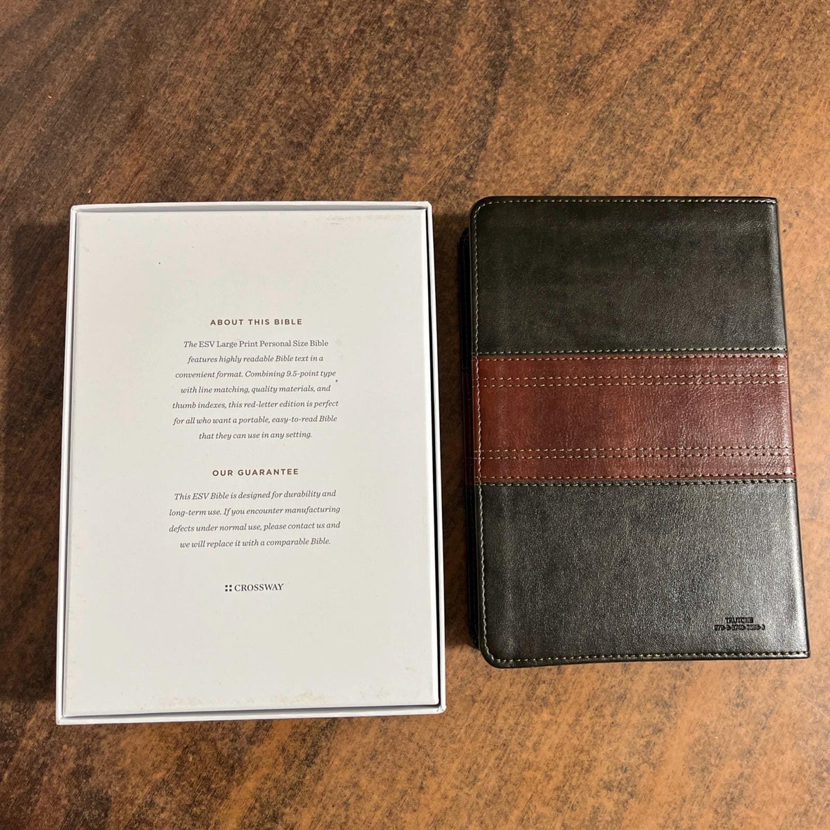 Personalized ESV Large Print Personal Size Bible Thumb Indexed - Forest / Tan TruTone - Custom Imprinted, ISBN 9798874908959