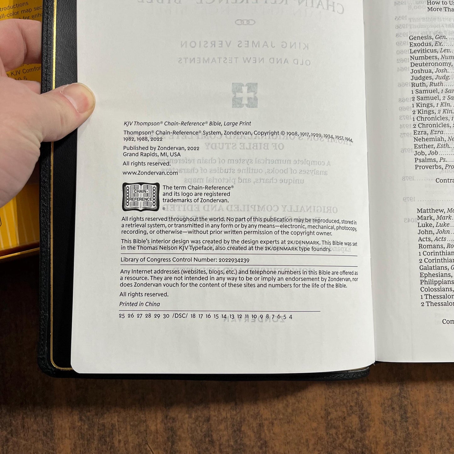 Personalized KJV Large Print Thompson Chain Reference Study Bible - Black Genuine Cowhide Leather, 9780310459187 (updated krikbride)