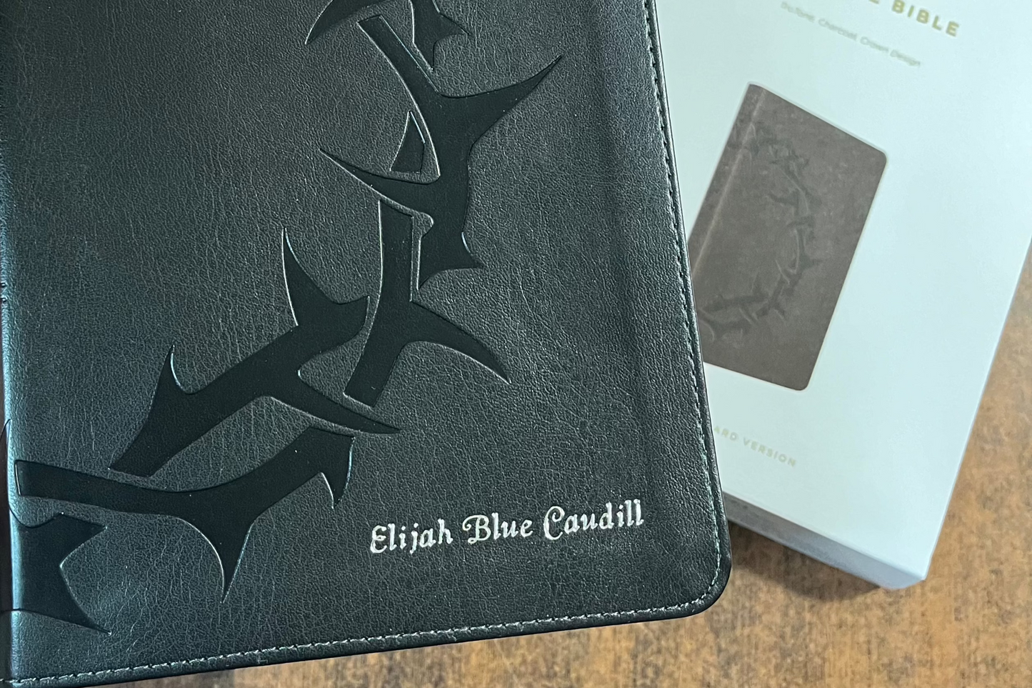 PERSONALIZED  ESV Thinline Bible - Charcoal Crown Trutone  Custom Imprinted