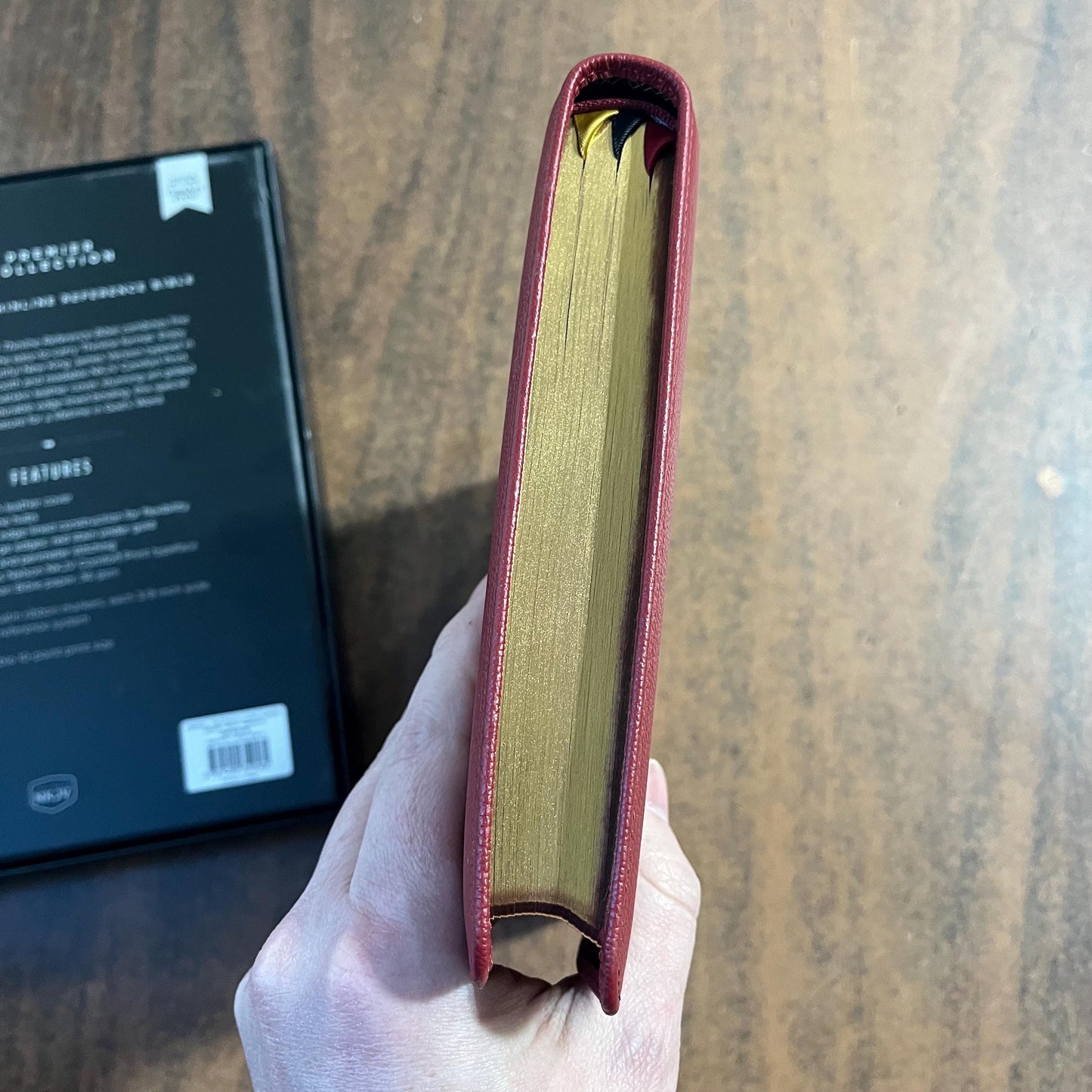 Personalized NKJV Large Print Thinline Reference Bible - Red Goatskin Premium Genuine Leather, Premier, 9781400350582