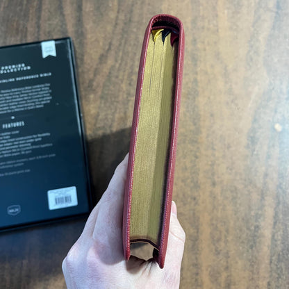 Personalized NKJV Large Print Thinline Reference Bible - Red Goatskin Premium Genuine Leather, Premier, 9781400350582