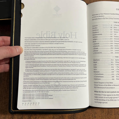 Personalized NLT Tyndale Select Large Print Thinline Reference Bible Thumb Indexed - Black Goatskin Genuine Leather - Custom, 9798400506550